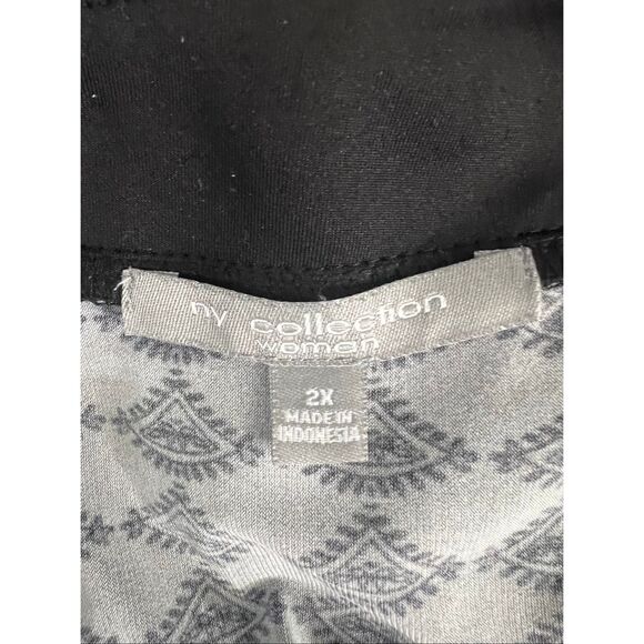 NY Collection Woman Black Grey Sleeveless Empire-Waist Maxi Dress Plus Size 2X - Picture 9 of 12